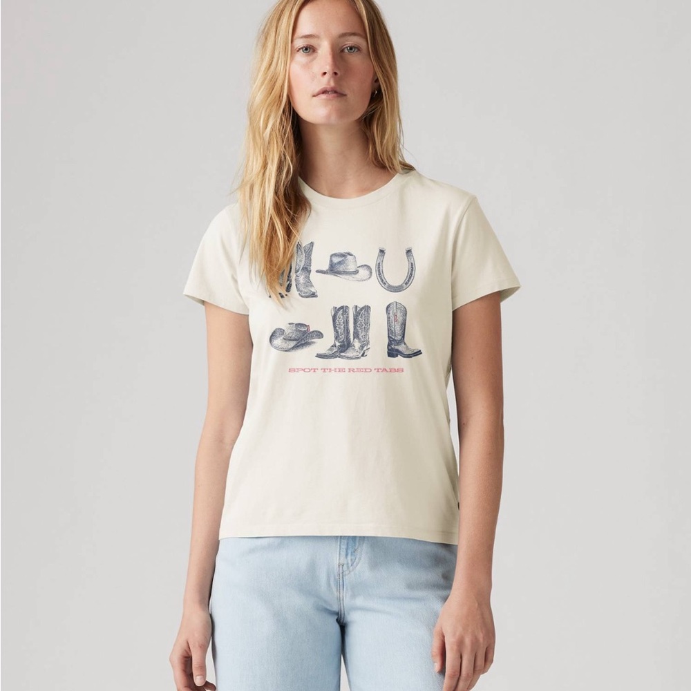 Levi's White Western Cowboy Graphic Tee NWT
